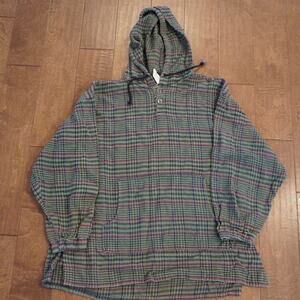 Gotcha Hooded Pullover Woven Plaid Sweatshirt Multi Mens Size Large